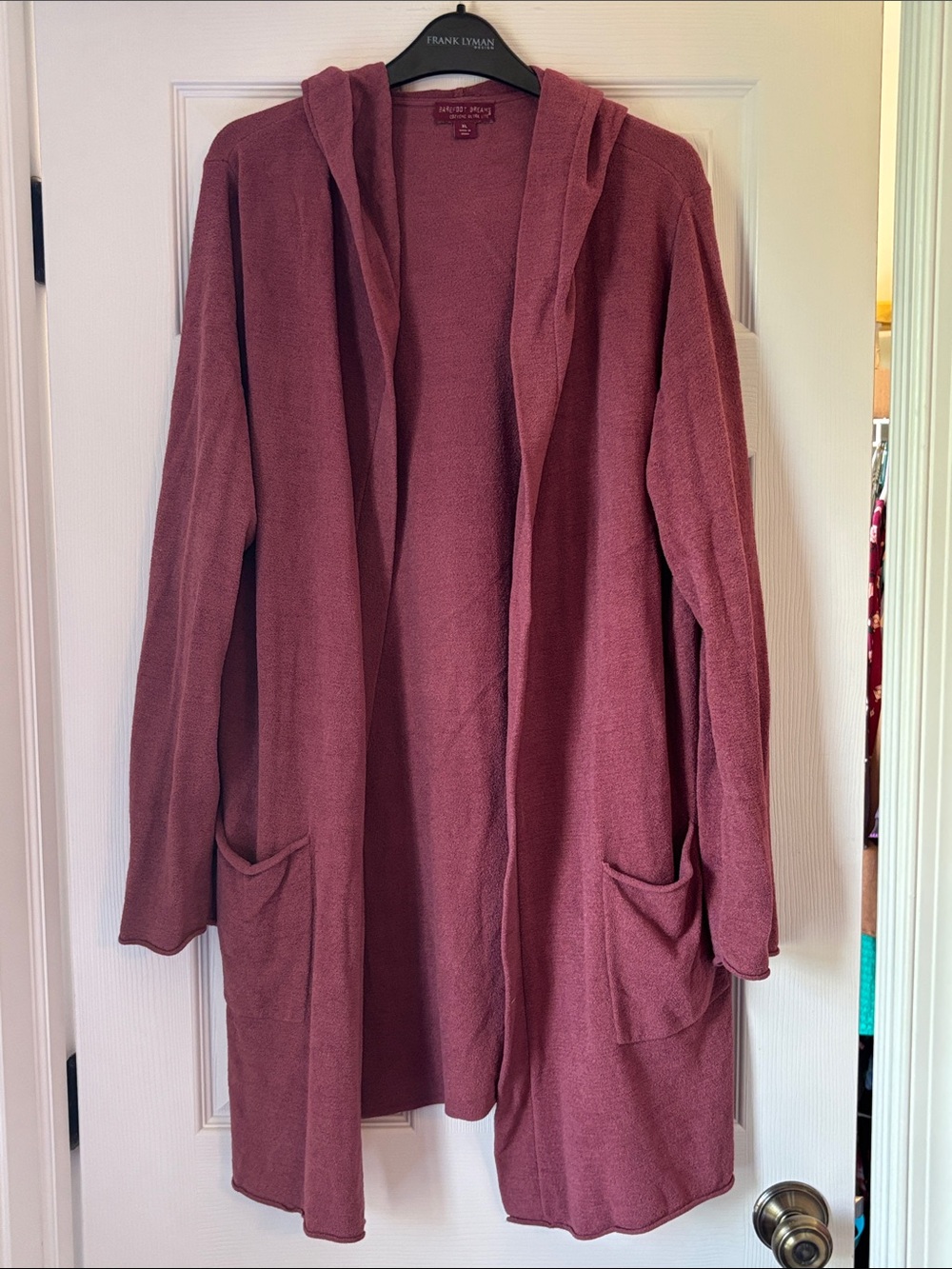 Barefoot Dreams Hooded Open-Front Cardigan in Rose